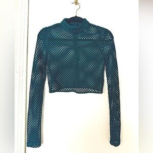 NWOT Dark Green Cropped Mesh Top